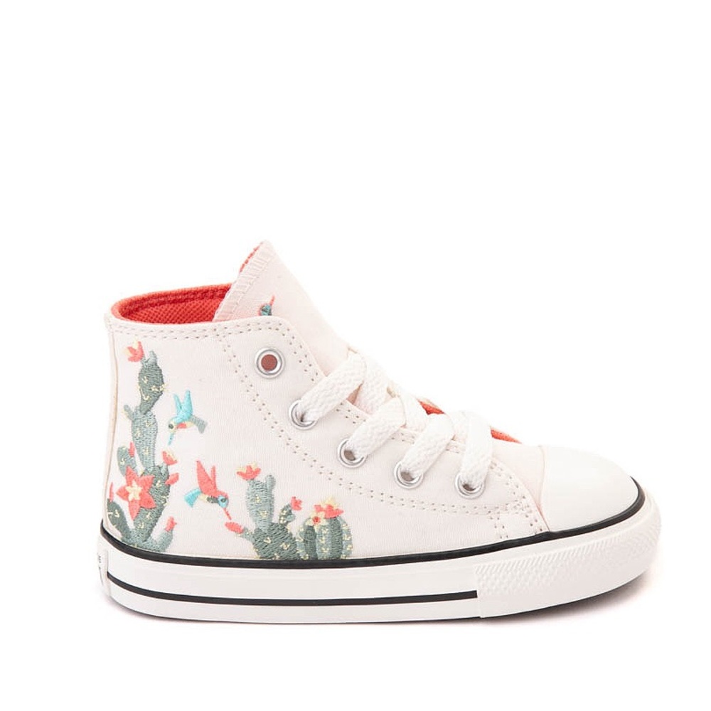 Converse Kids High-Top Sneakers in Pale Pink with Cactus Print